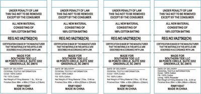 Repetitive label text on a white background