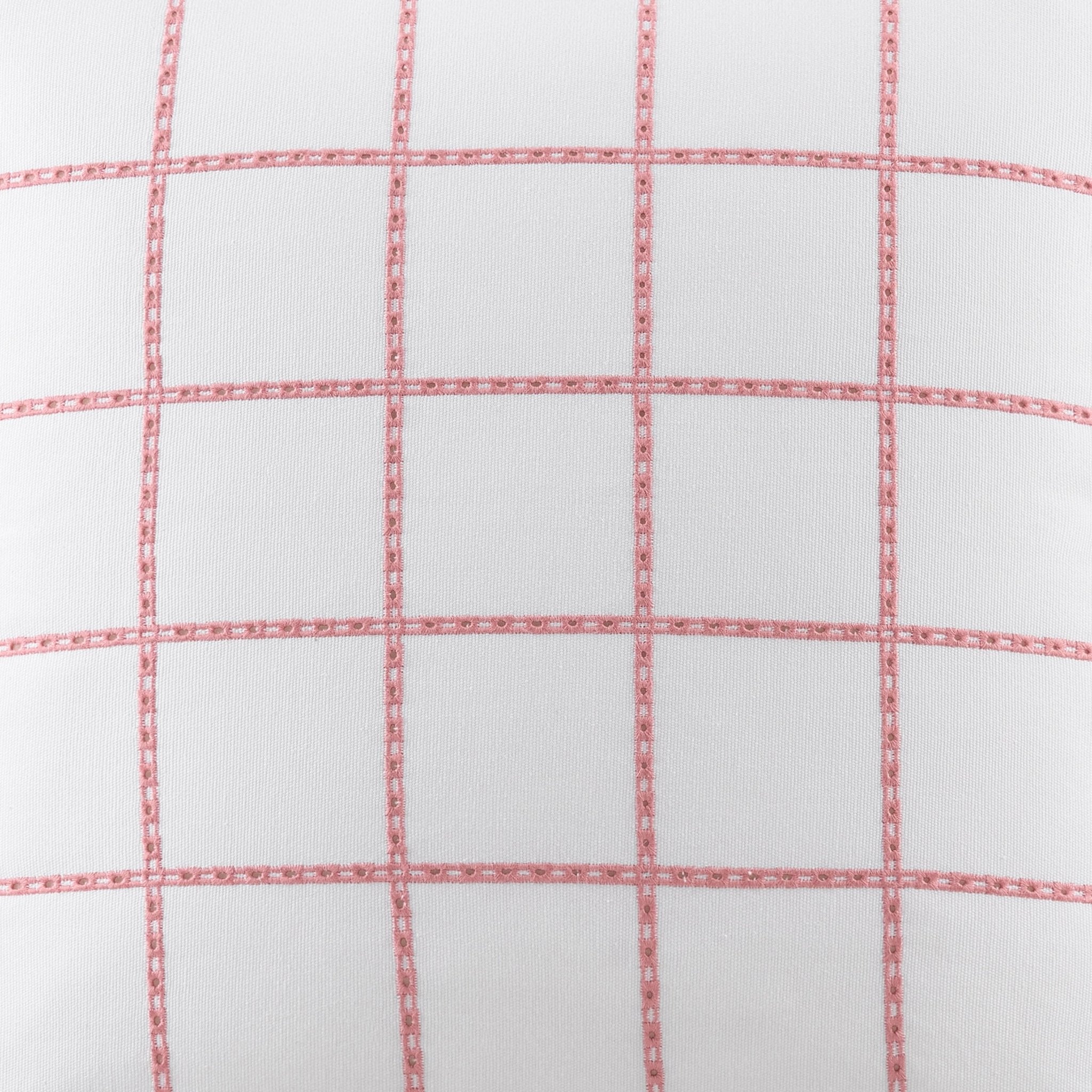 Southern Tide Eyelet Square 100% Cotton Windowpane Coral Decorative Pillow