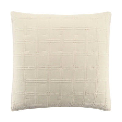 An ivory euro featuring a subtle, tonal geometric grid pattern, shown against a plain white background.