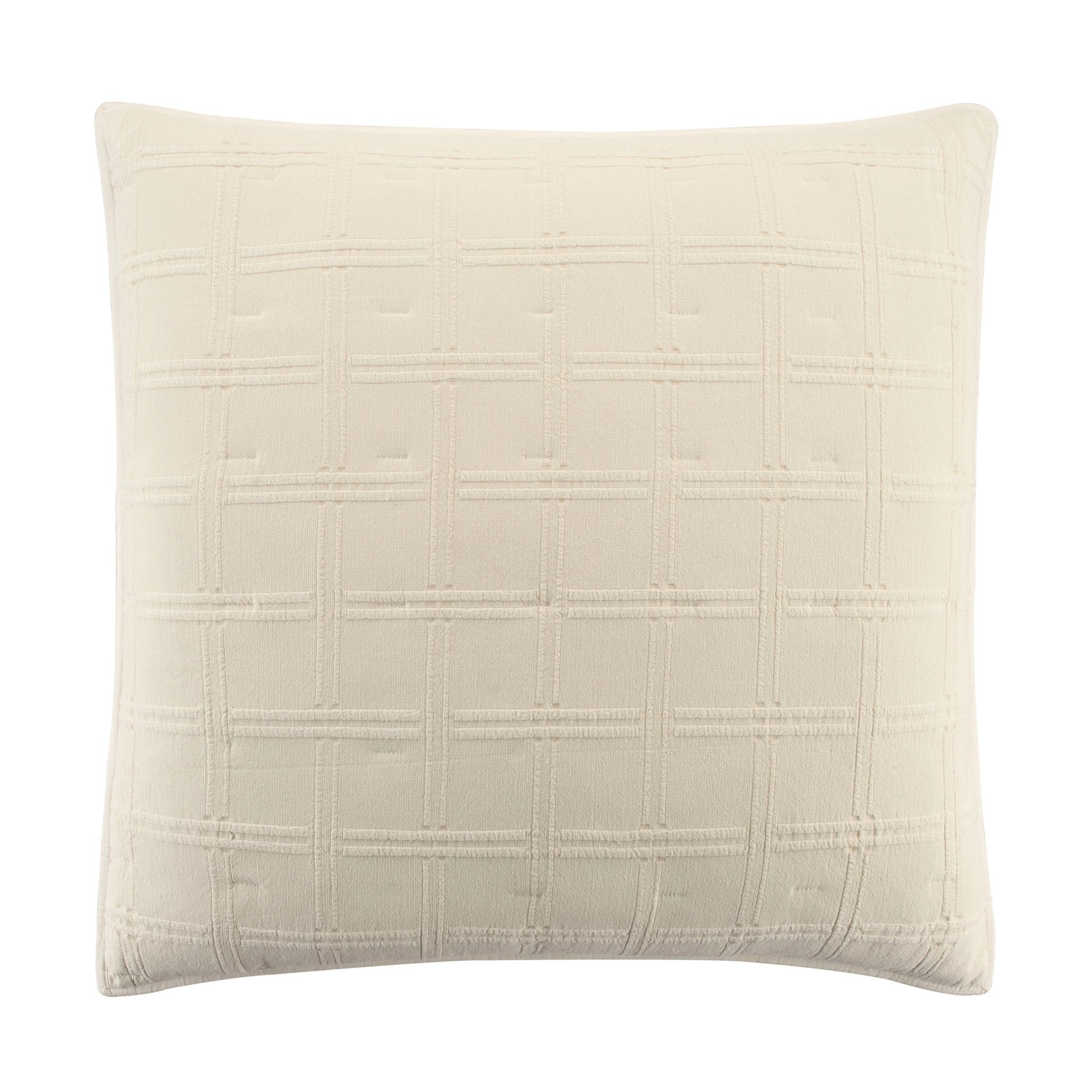 Southern Tide Marco Island 100% Cotton Basketweave Jacquard Ivory Quilt and Euro