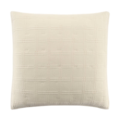 Quilted euro sham with a geometric pattern on a white background