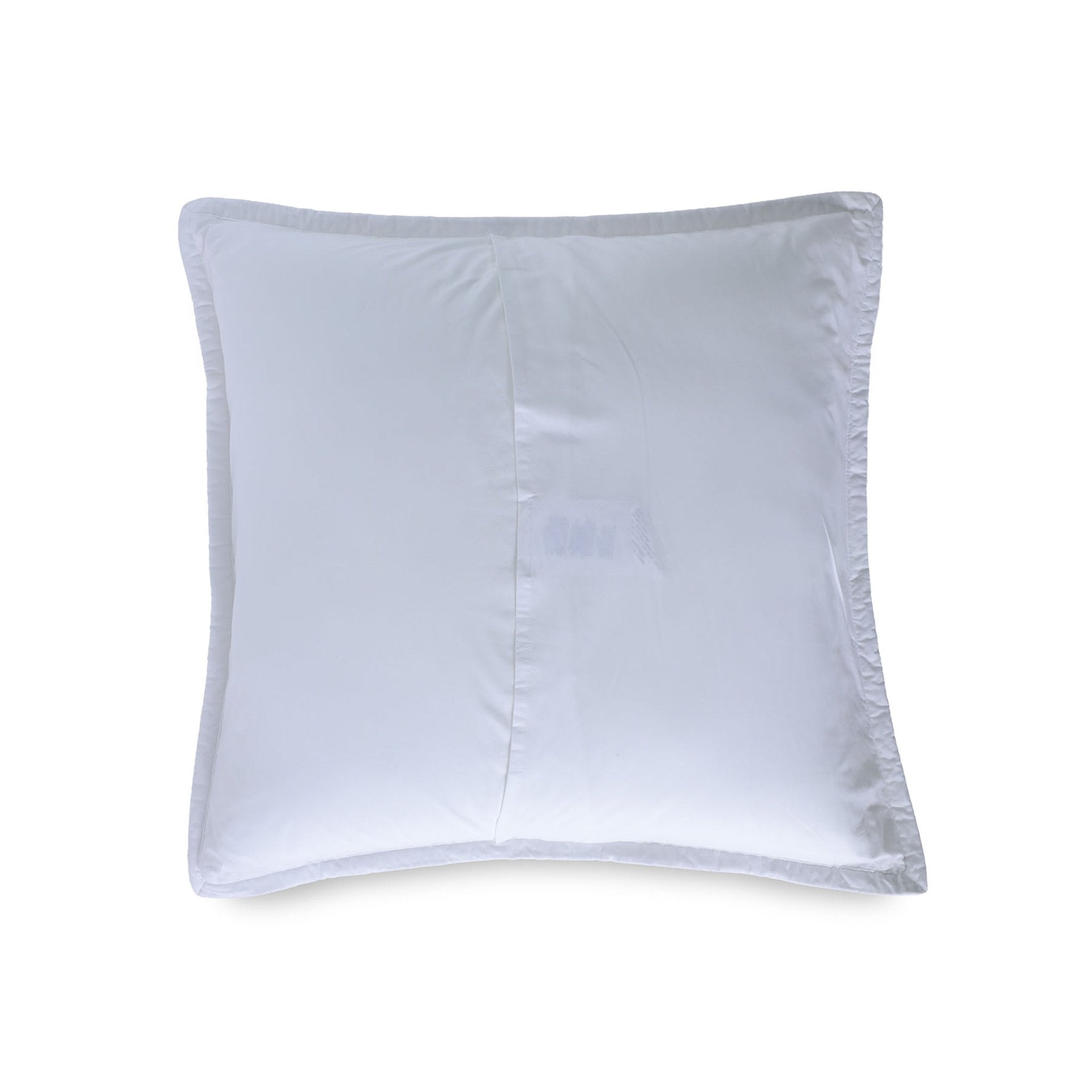 Reverse view of white sham on a white background