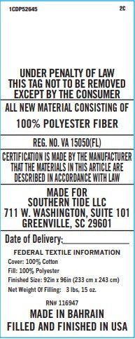 Product label with text and branding information