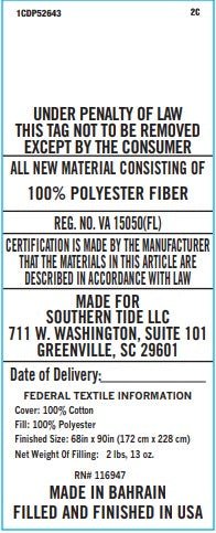Product label with text and specifications on a white background
