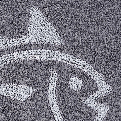 Gray bath rug with a fish design