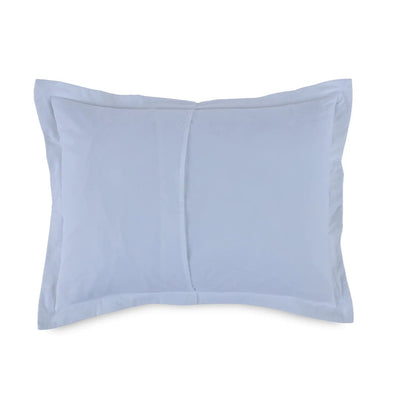 Reverse side of white pillow sham shown flat against a solid white background.
