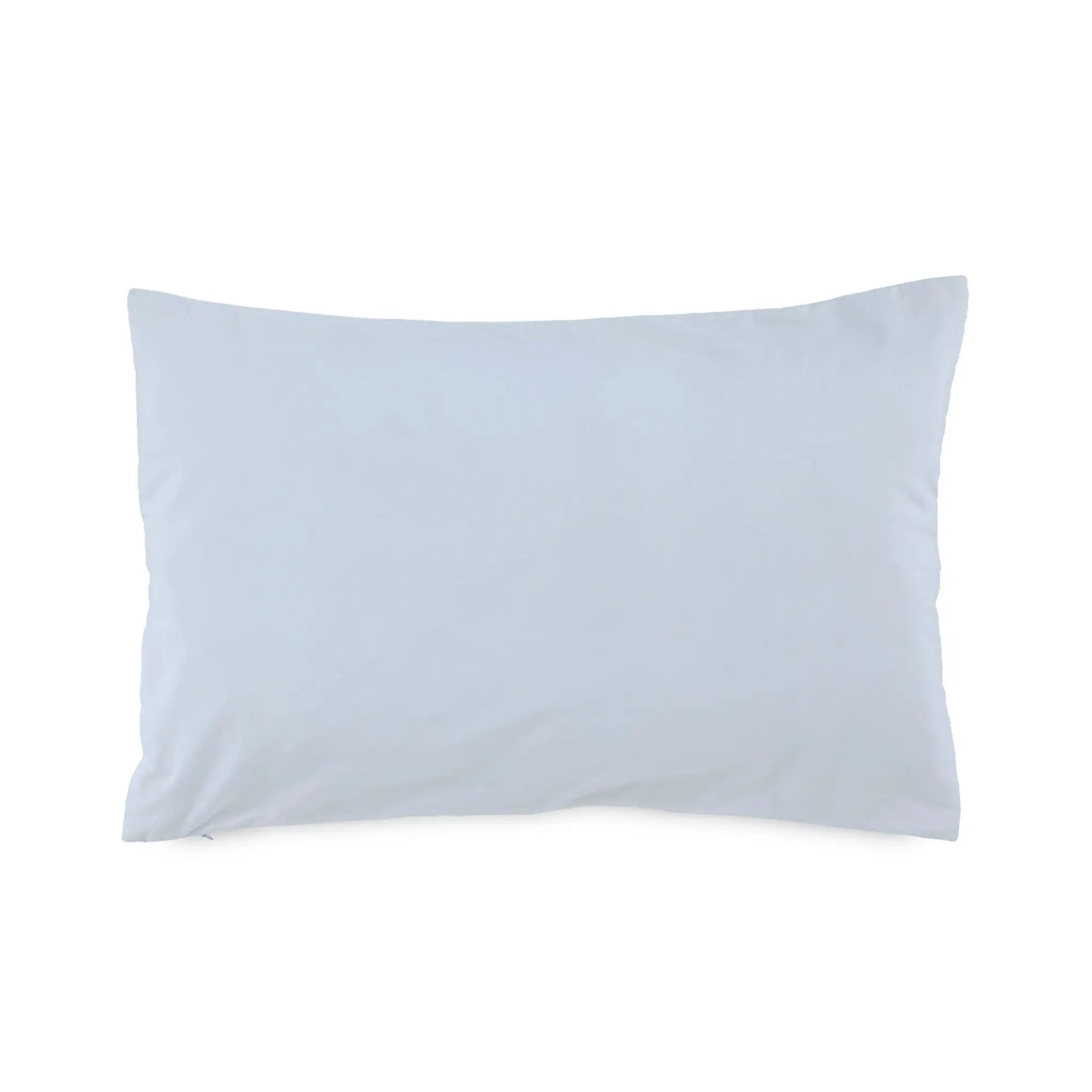 A plain light blue rectangular pillowcase shown flat against a solid white background.