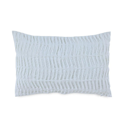 A white rectangular pillow sham with a textured, vertically pleated or ruched fabric pattern, shown against a plain white background.
