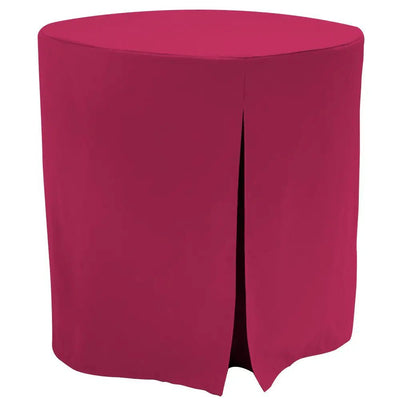 A Fuchsia round table cover, featuring a front center split seam, shown against a plain white background.