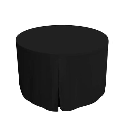 Black round table cloth on a white background