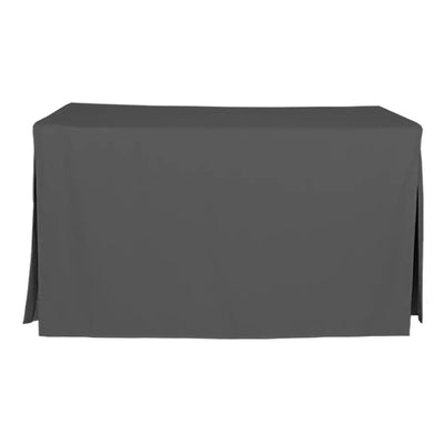 A charcoal table cover draped over a rectangular table, shown against a plain white background.