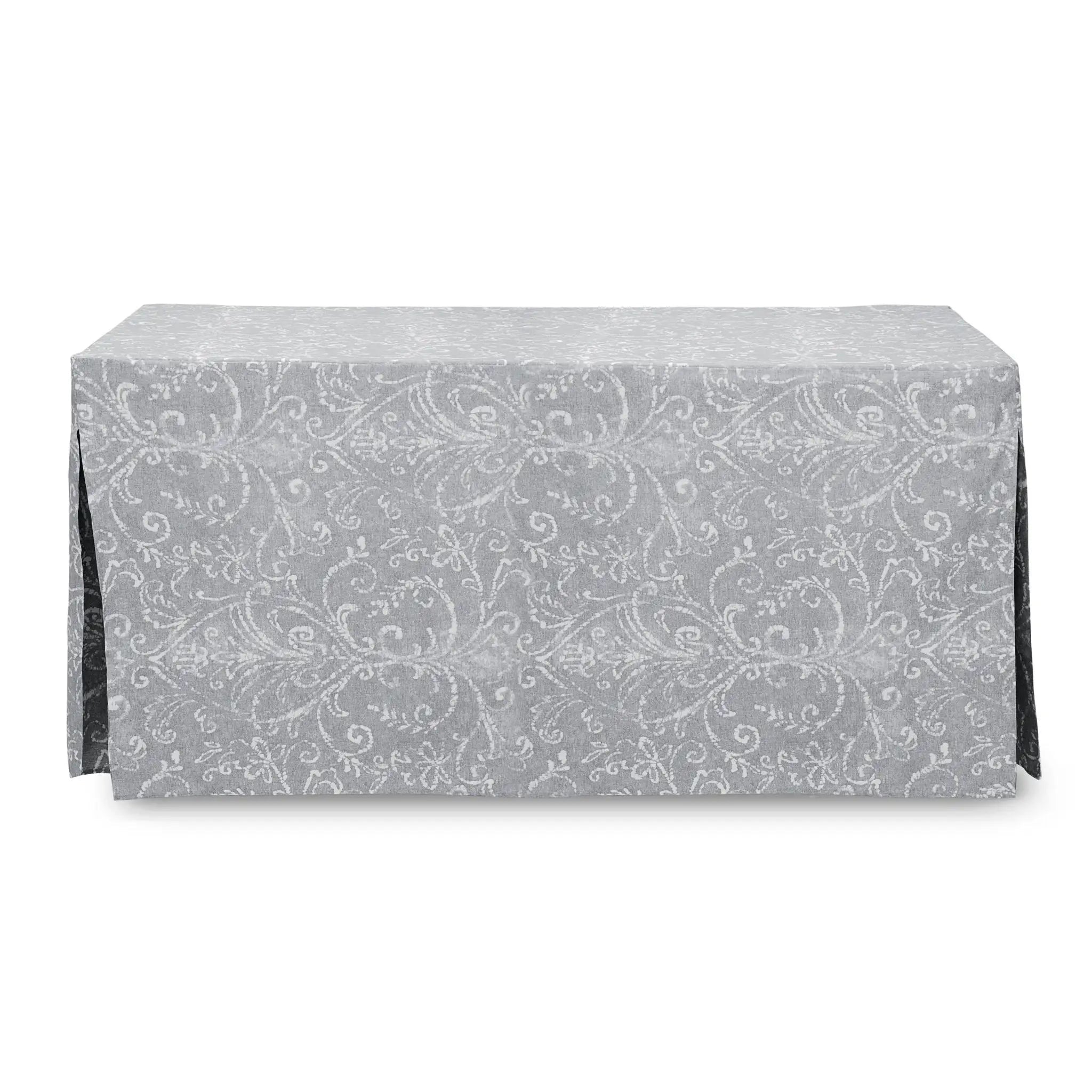 Gray patterned table cover on a white background