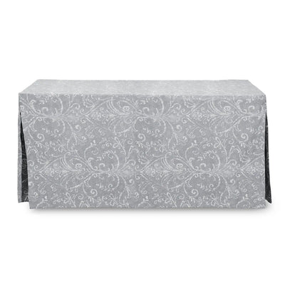 Gray patterned table cover on a white background