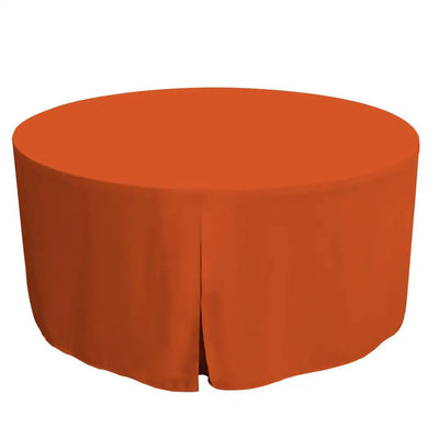 Orange round table cover on a white background