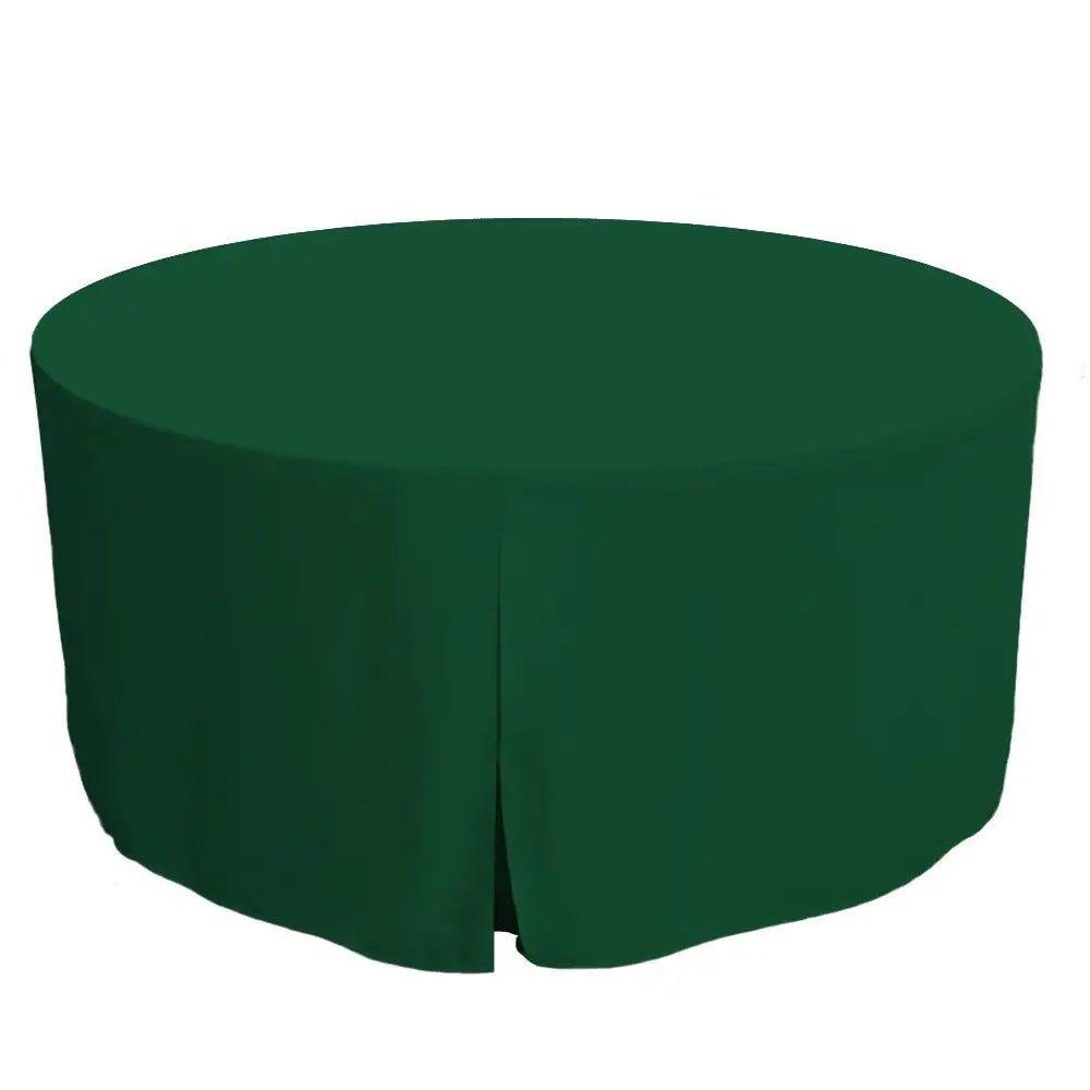 Green round table cover on a white background