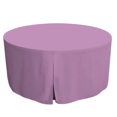 Lilac round table cover on a white background