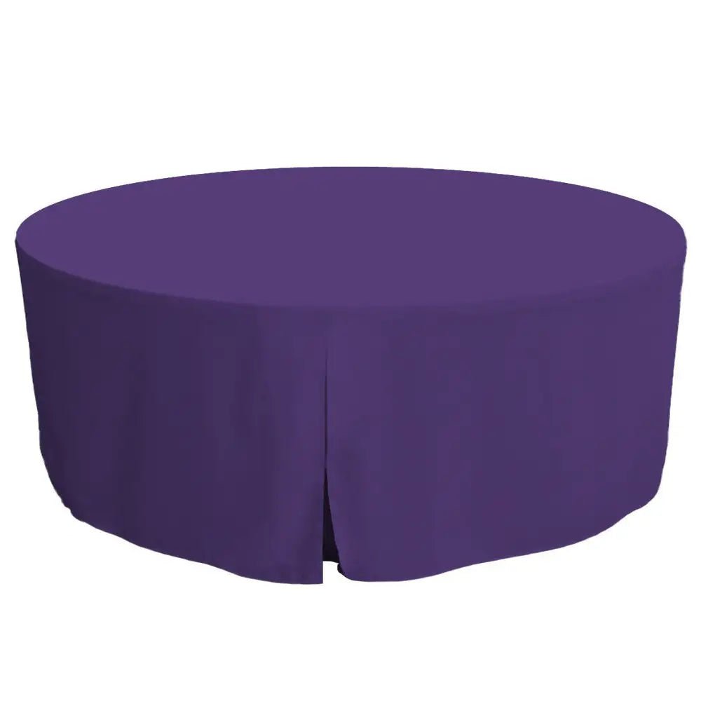 Violet round tablecloth on a white background