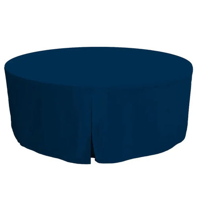 Saphire blue round table cover on a white background