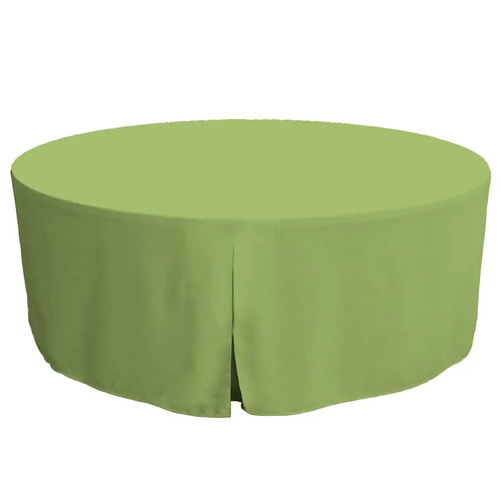 Pistachio color round table cover on a white background