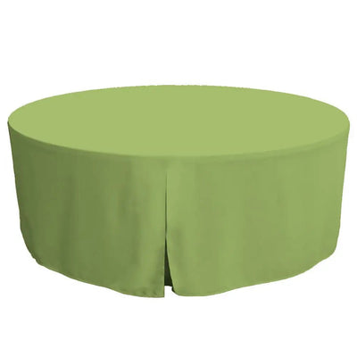 Pistachio color round table cover on a white background