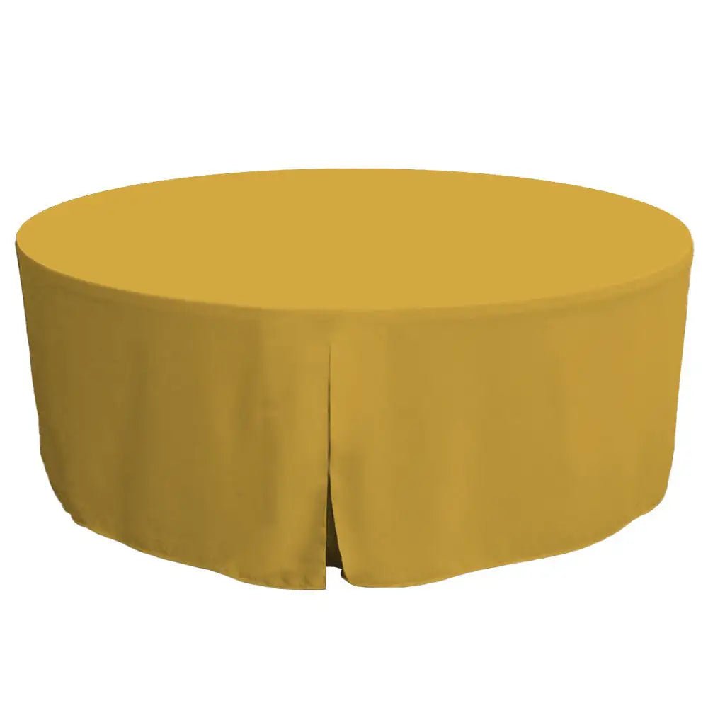 Mimosa color round table cover on a white background