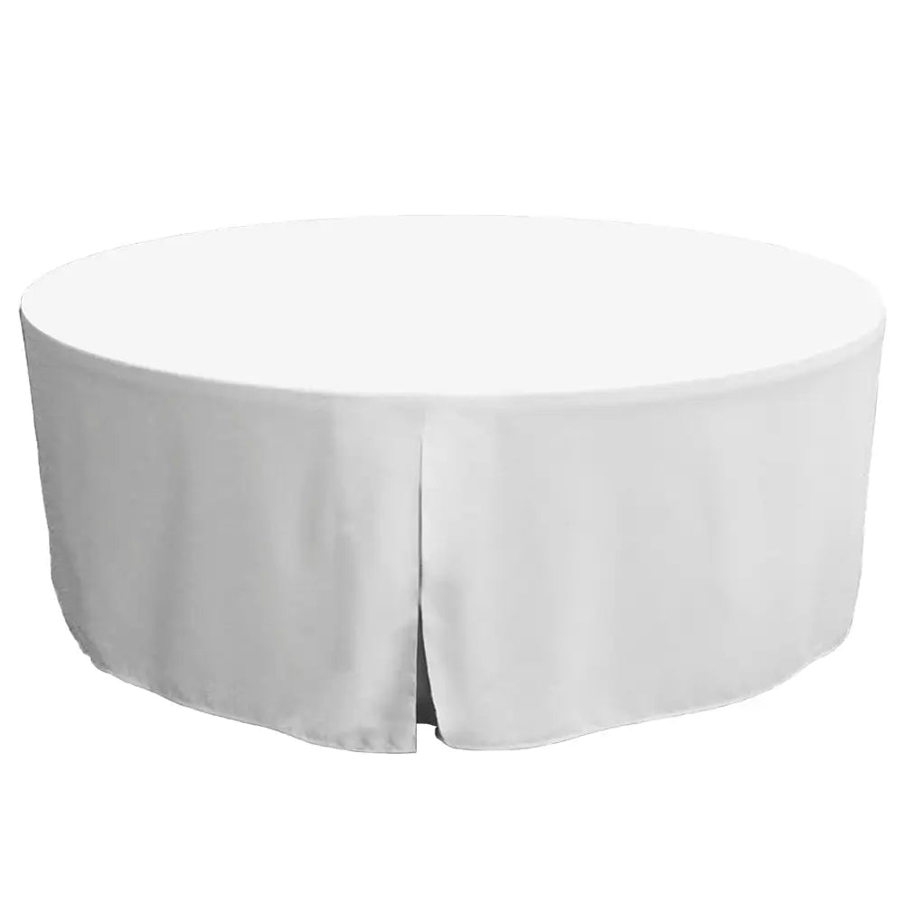 White round table cover on a white background