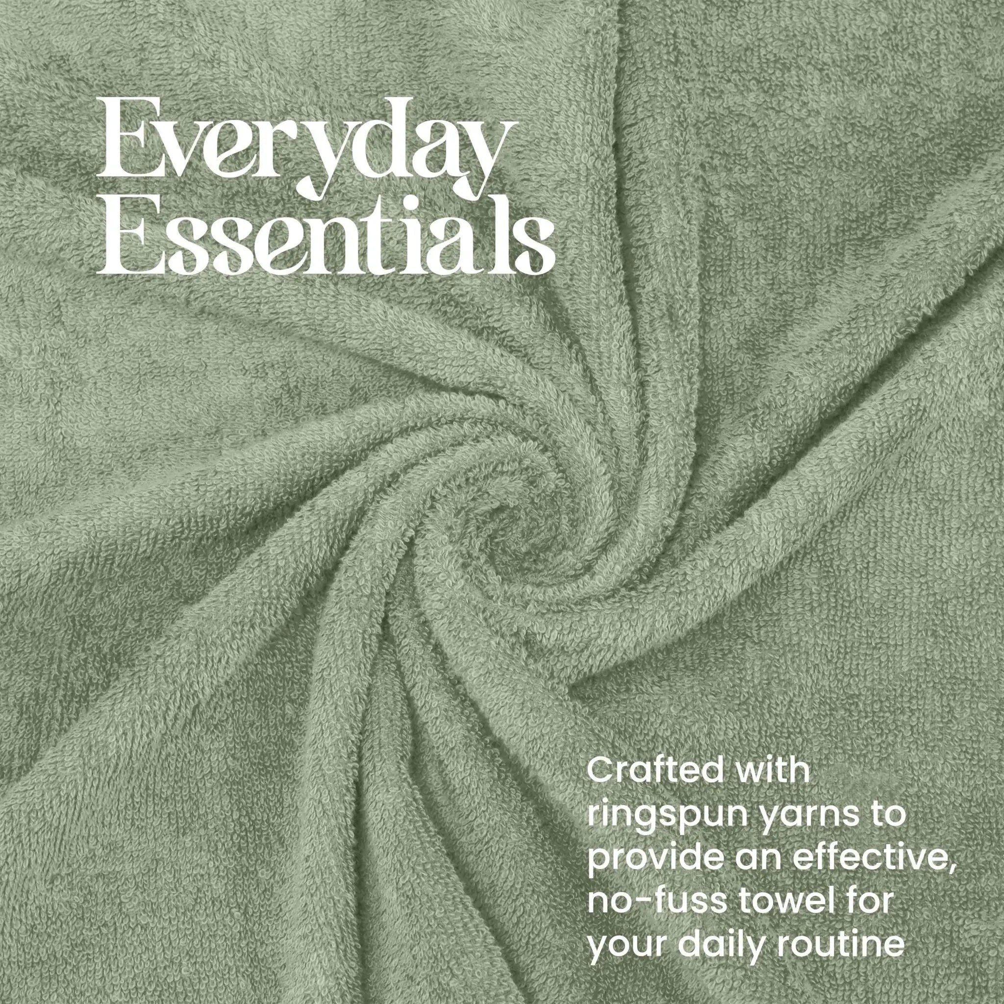 Basil towel with 'Everyday Essentials' text and yarn information