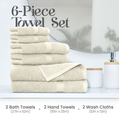 Utica Essentials 100% Cotton 6-Piece Soft Towel Set