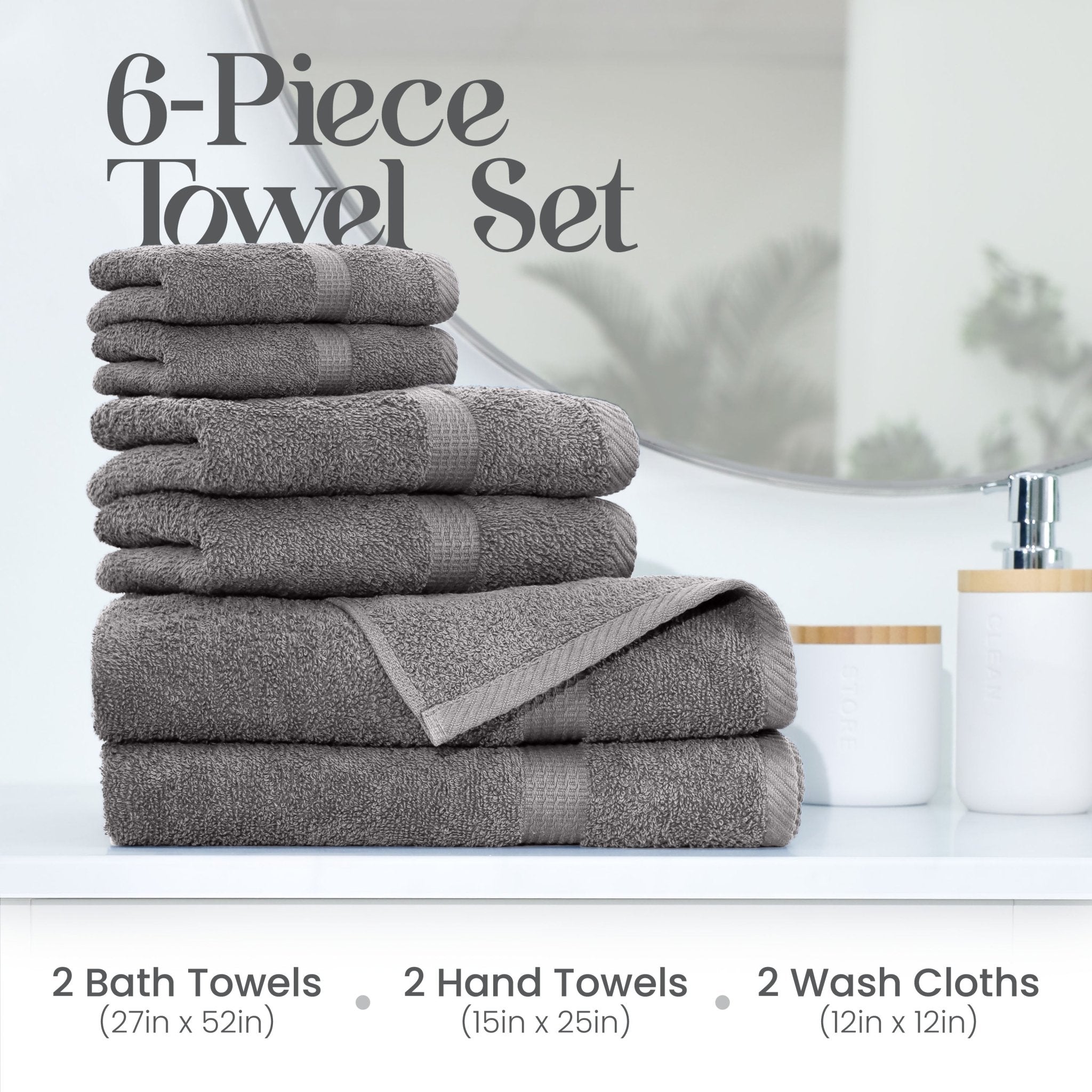 Utica Essentials 100% Cotton 6-Piece Soft Towel Set