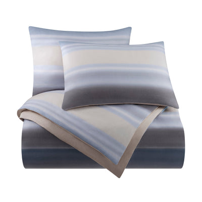Striped comforter set on a white background