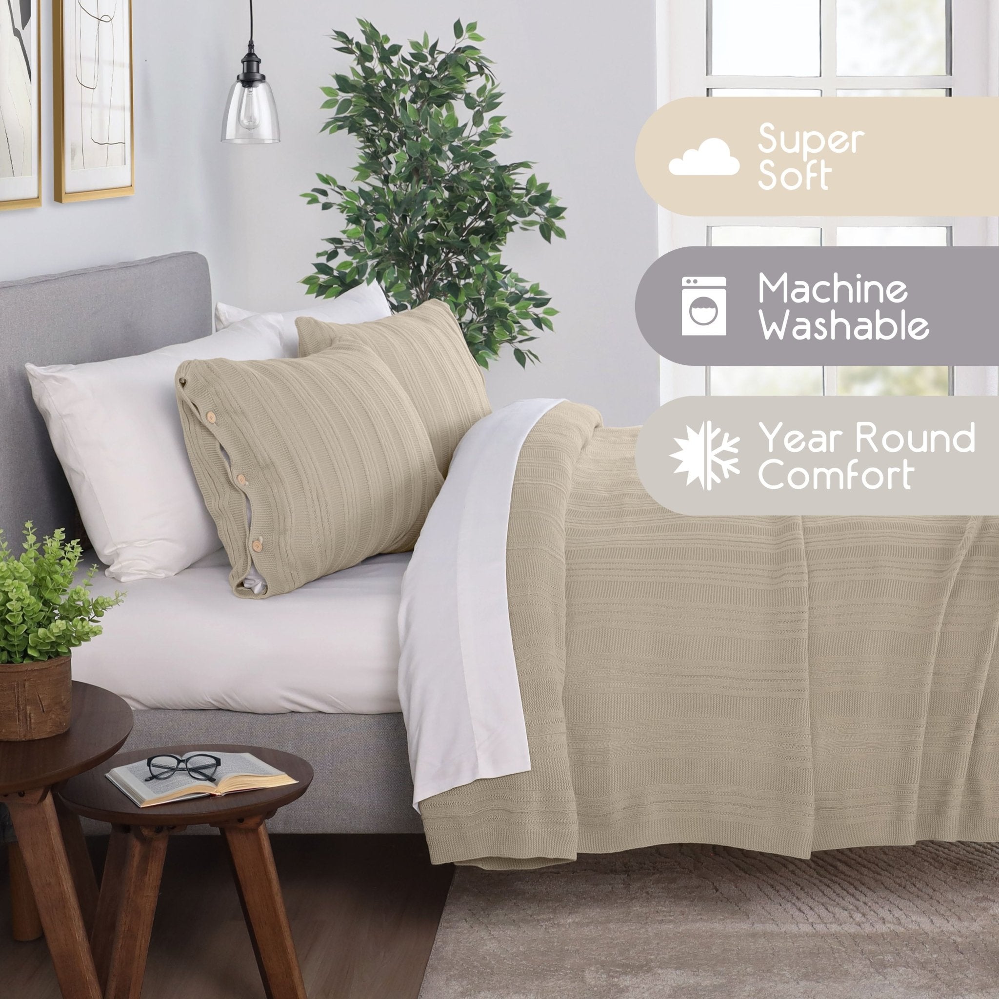 Vellux Malmo Knit Stripe Blanket Set