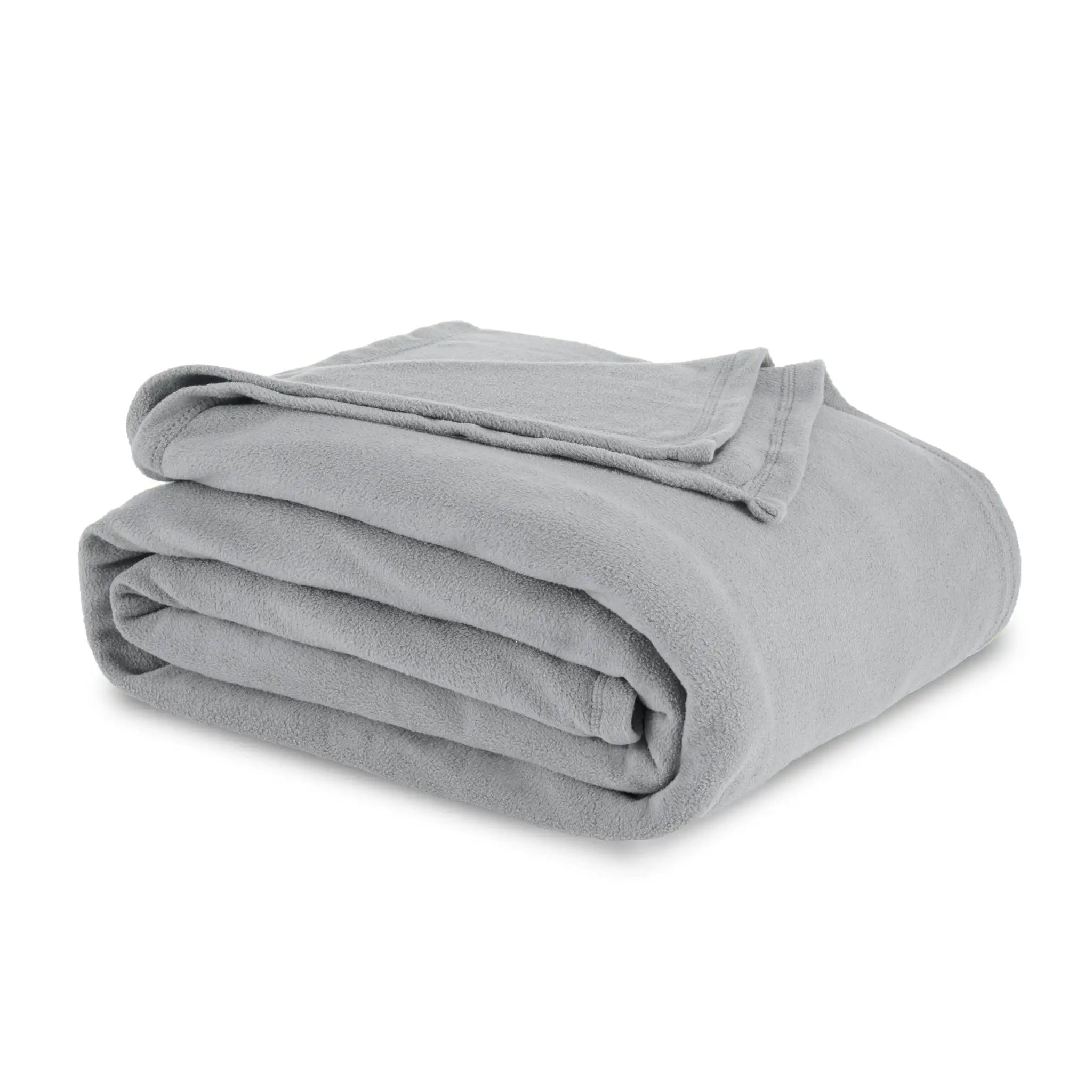 Folded gray blanket on a white background