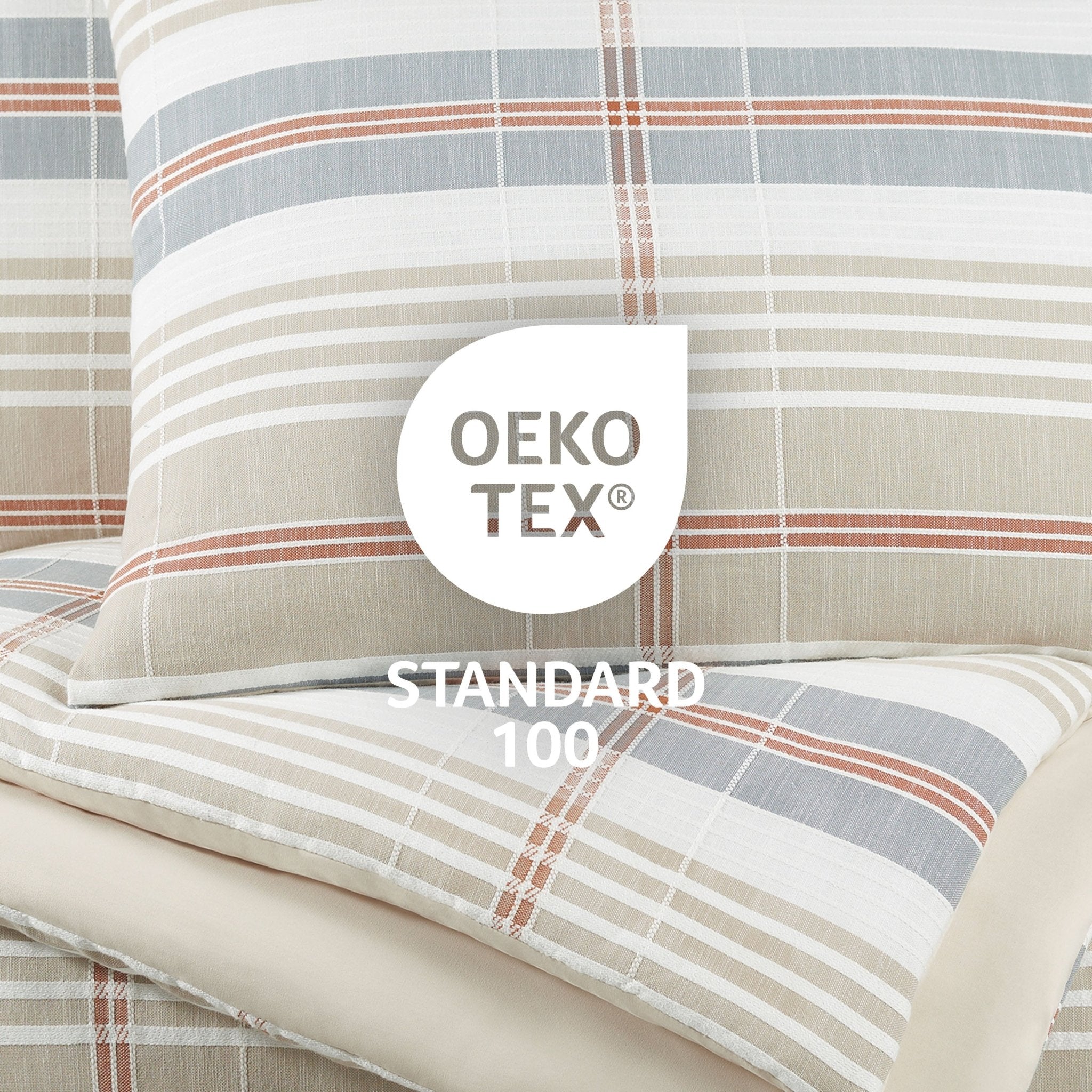 Plaid bedding set with Oeko-Tex Standard 100 label