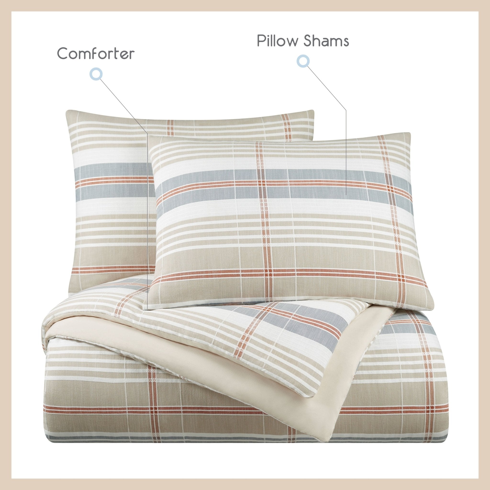 Vellux Oslo 100% Cotton Revesible Jacquard Taupe Comforter Set