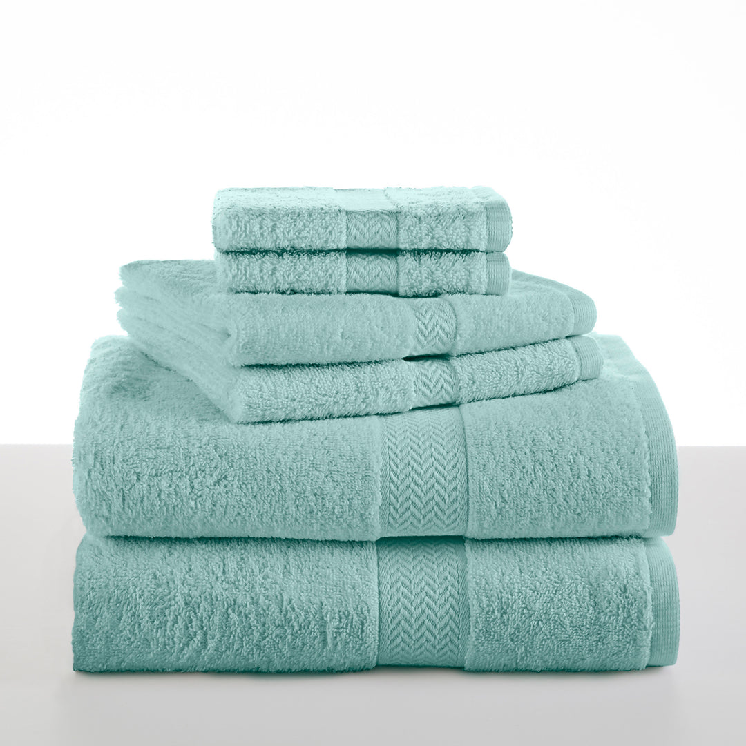 6pc Ringspun Cotton Plush Assorted Bath Towel Set White - Isla Jade