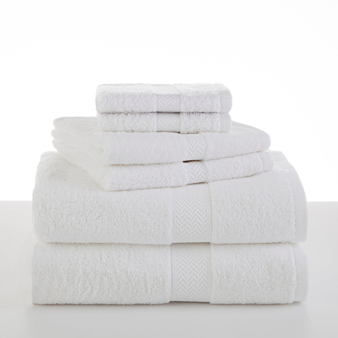 Clorox Bleach Friendly 100% Cotton Quick Dry 2-Bath, 2-Hand, 2-Washcloth 6-Piece Towel Set, Light Grey