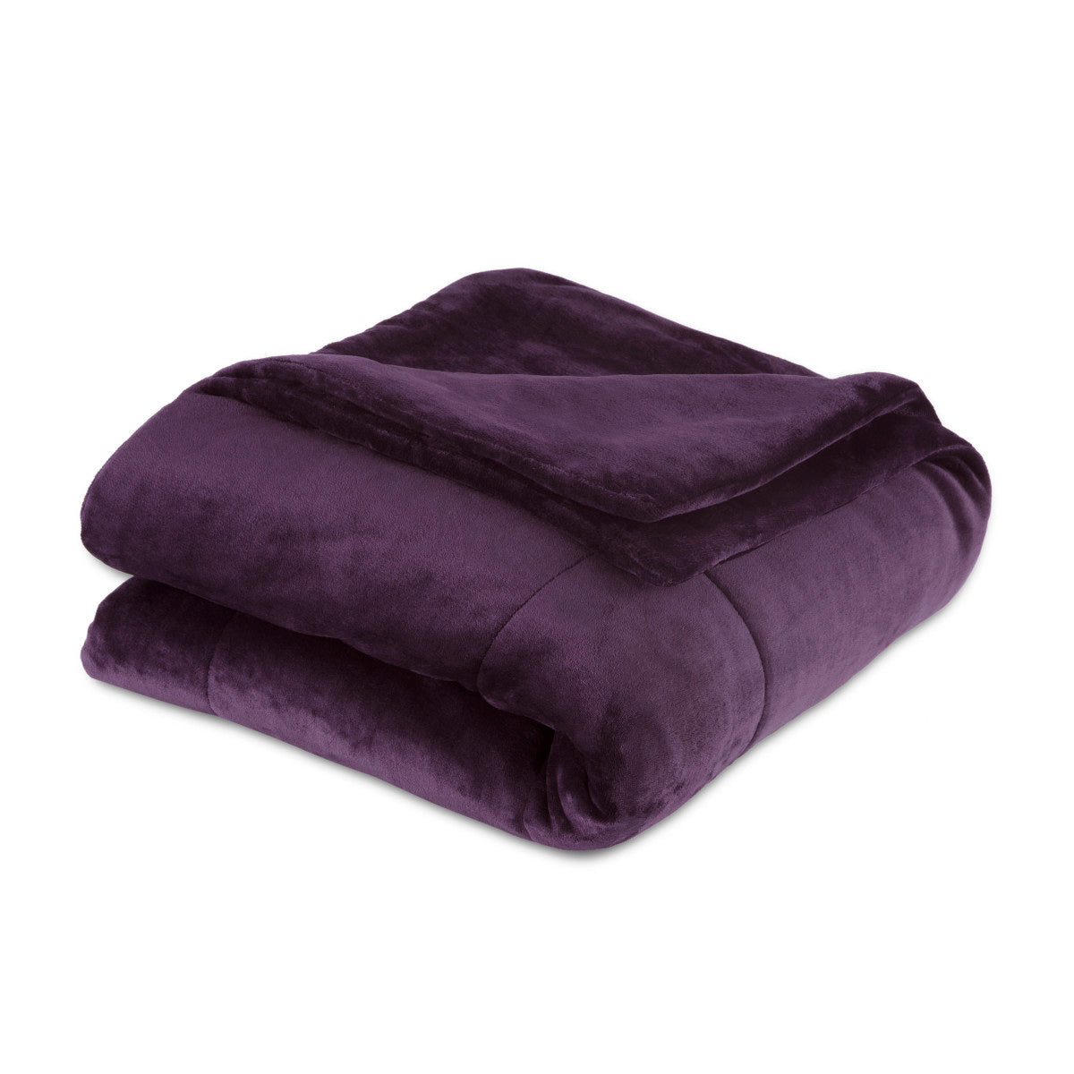 Plush purple blanket folded neatly with a soft texture.