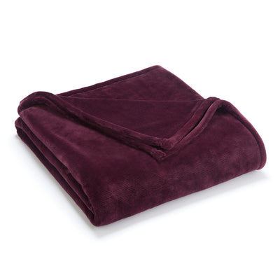 Plush, folded faux mink blanket in a deep burgundy color with a soft texture.